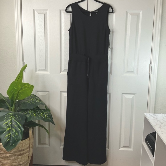 Nicole Miller New York - Women's Black Tank Drawstring Wide Leg Jumpsuit Size M - Picture 1 of 13